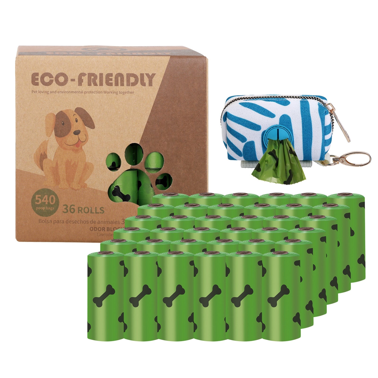 ♻️🦴 Kit Premium Sacchetti Eco- Friendly con Dispenser - Materiale Riciclato e Stampa a Osso!