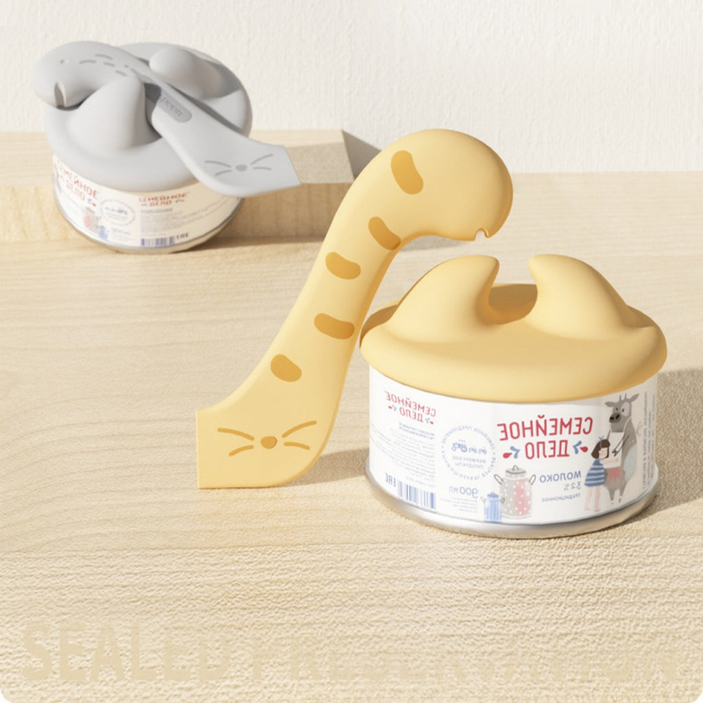 Spatola Multifunzione Apri-Scatolette e Tappo in Silicone per Cibo Umido