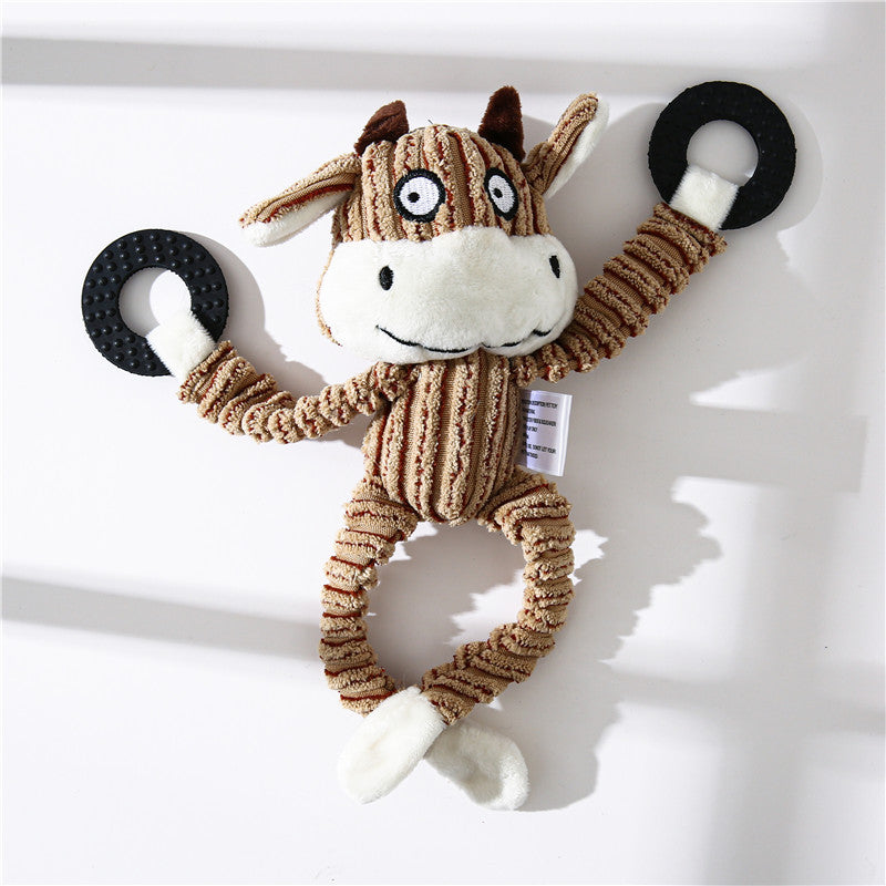 🐶🐴 Peluche Sonoro a Forma di Asinello in Velluto a Coste - Morbido, Sicuro e Pulisci-Denti!