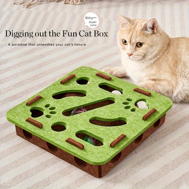 🧩🐈 Puzzle Interattivo in Feltro per Gatti - Labirinto Scaccia-Noia con Pallina Sonante!