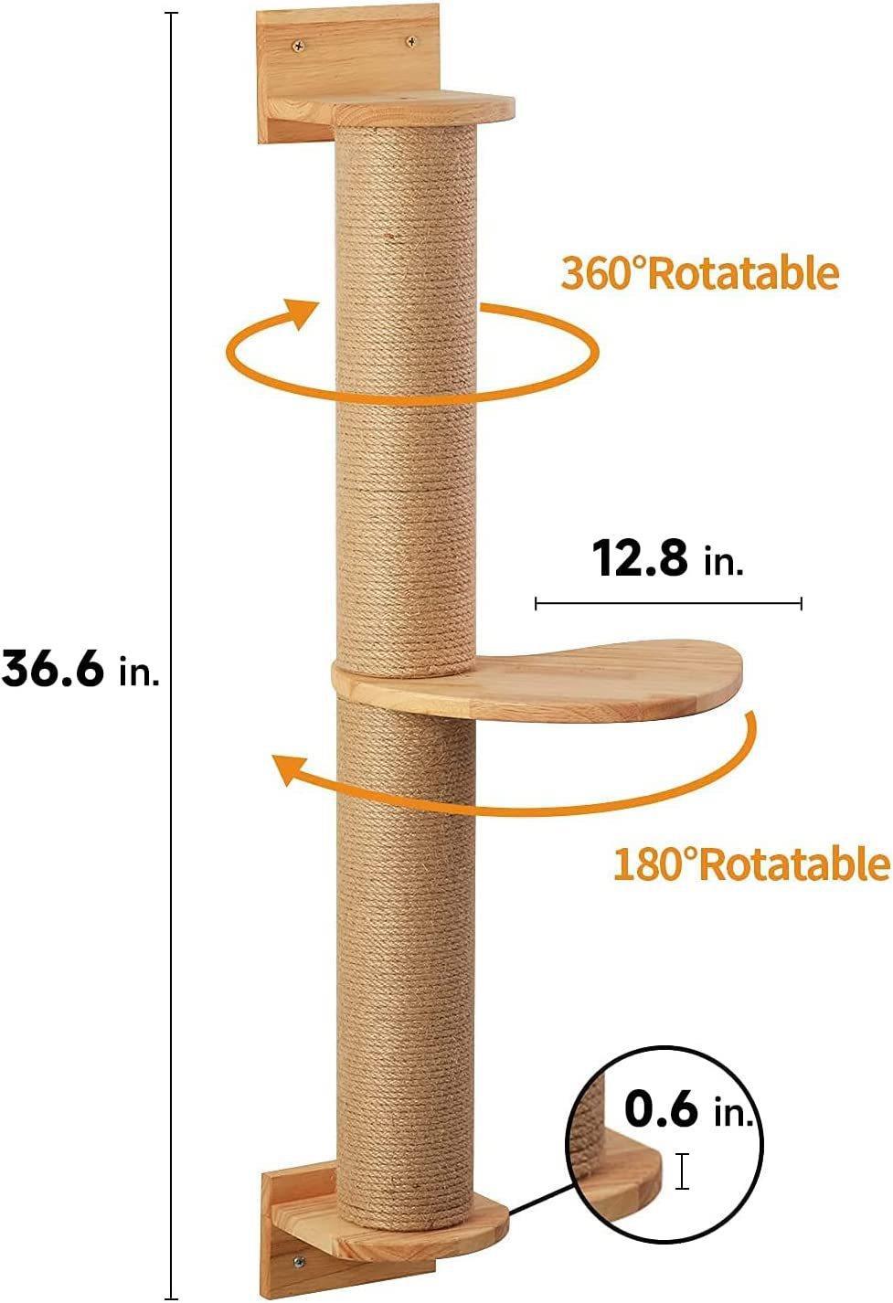 🧗‍♂️🐈 Colonna Tiragraffi Sospesa da Parete in Legno e Corda - Salva spazio e Modulare!