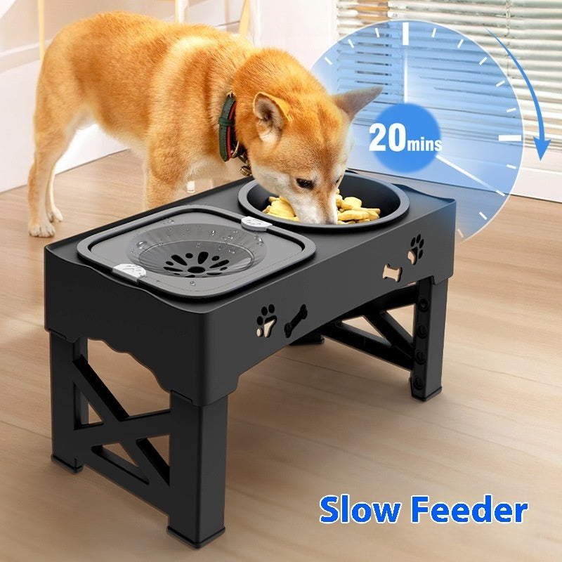🍽️🐕 Supporto Rialzato Regolabile con Doppia Ciotola in Acciaio Inox - Postura Perfetta!