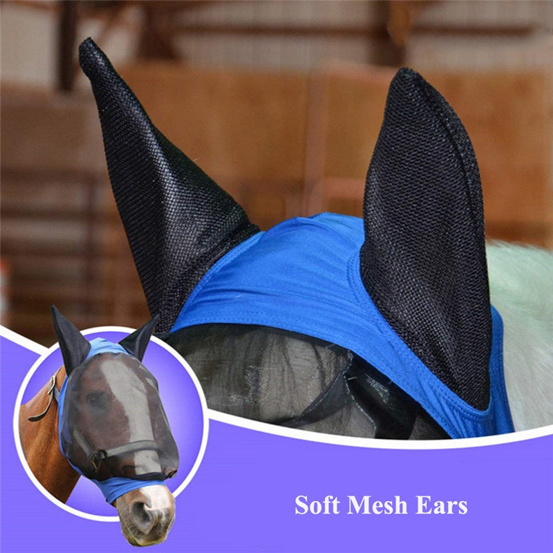 🐴🛡️ Maschera Pro Antimosche Estiva per Cavalli in Morbida Rete - Con Protezione Orecchie!