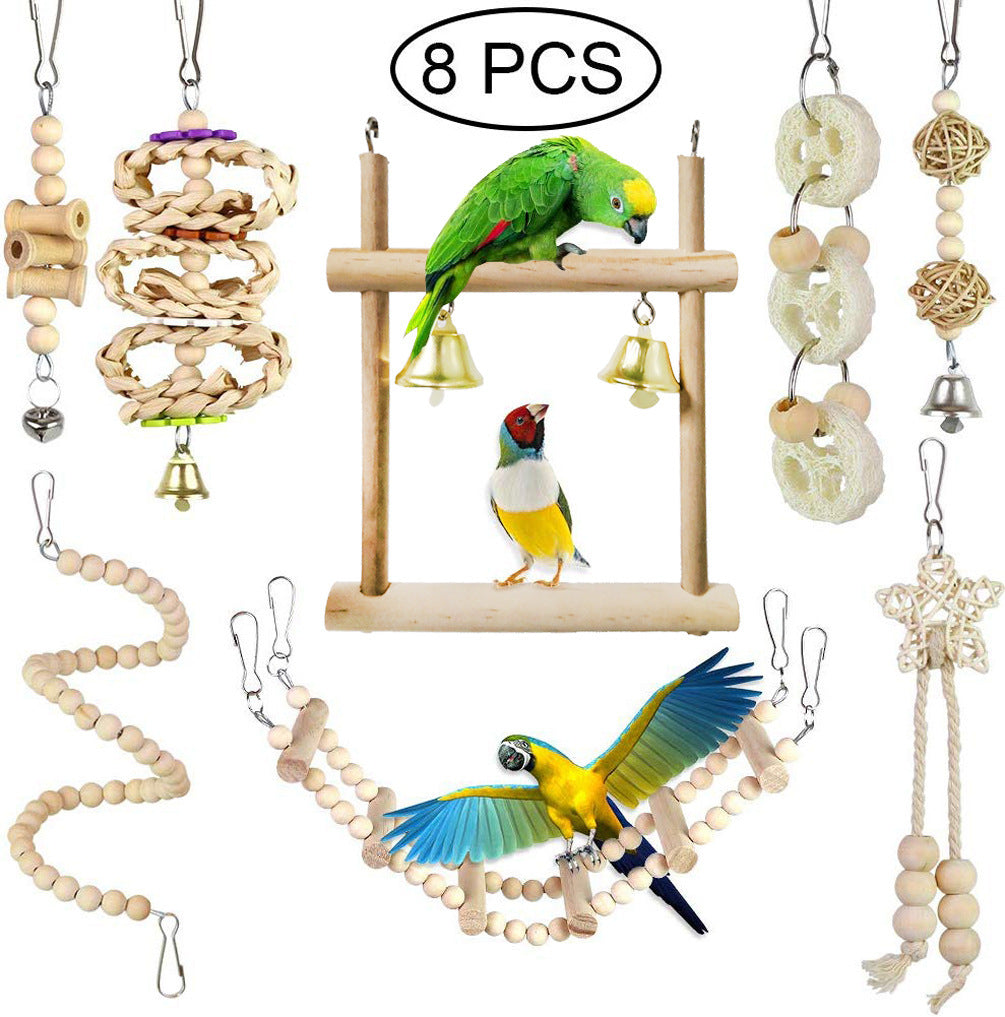 Altalena Colorata in Legno set da 8 pezzi: Dondolio Rilassante, Colori Vivaci e Zero Monotonia 🌈🐦