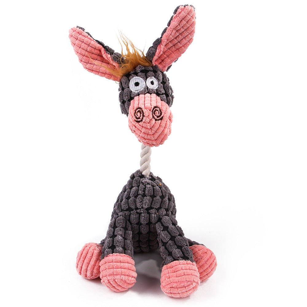 🐶🐴 Peluche Sonoro a Forma di Asinello in Velluto a Coste - Morbido, Sicuro e Pulisci-Denti!