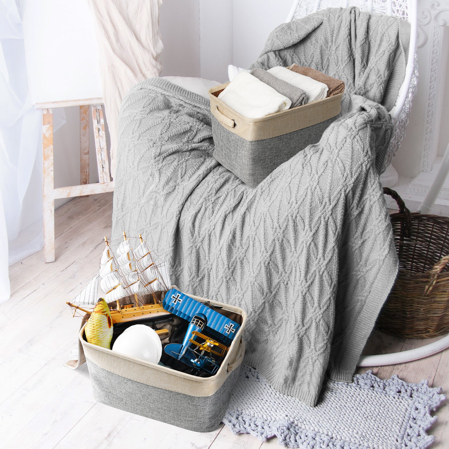 🐶🧺 Cesta Porta Giochi in Lino Elegante - Casa In Ordine e Stile Impeccabile!