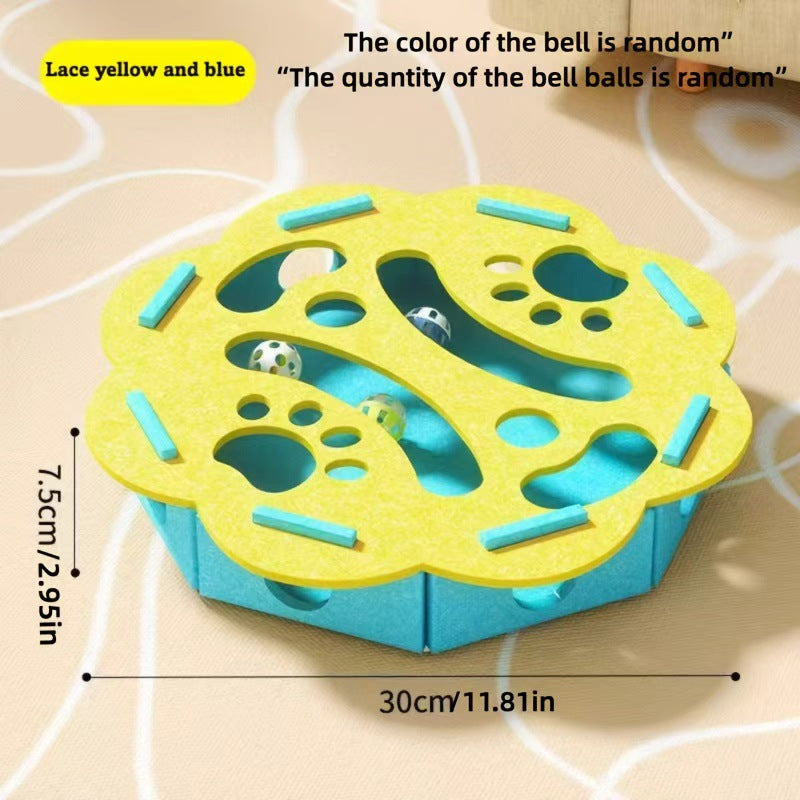 🧩🐈 Puzzle Interattivo in Feltro per Gatti - Labirinto Scaccia-Noia con Pallina Sonante!
