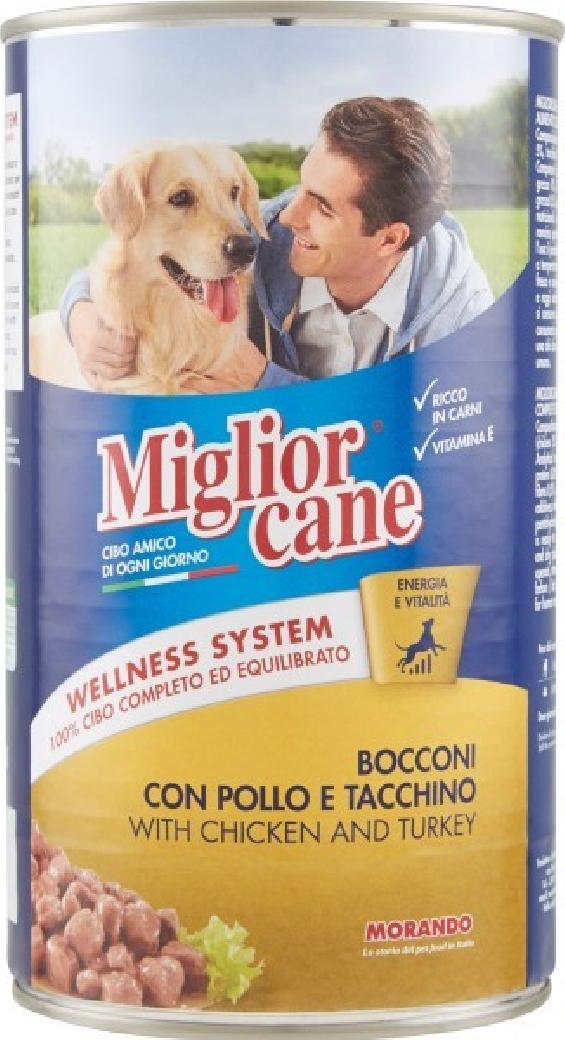 MIGLIORCANE BOCCONCINI DI POLLO TACCHINO LATTA KG 1,25 Spedizione gratuita in 2/3 giorni lavorativi (per ordini Pet Food da 40€ in su)