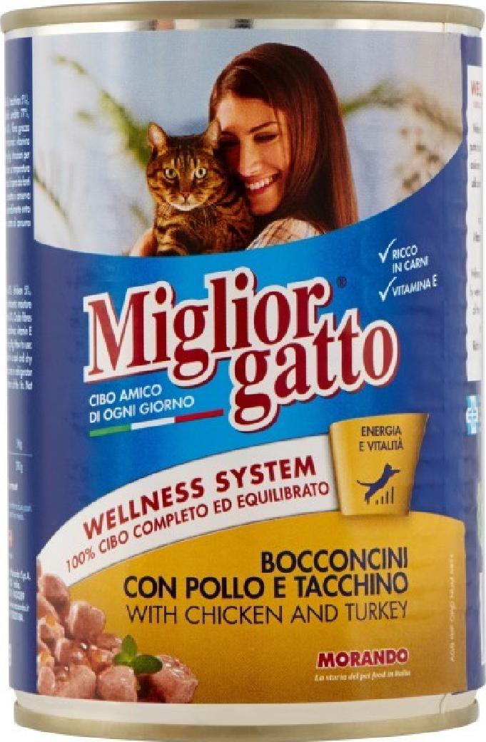 MIGLIORGATTO BOCCONCINI POLLO E TACCHINO GR 405 Spedizione gratuita in 2/3 giorni lavorativi (per ordini Pet Food da 40€ in su)