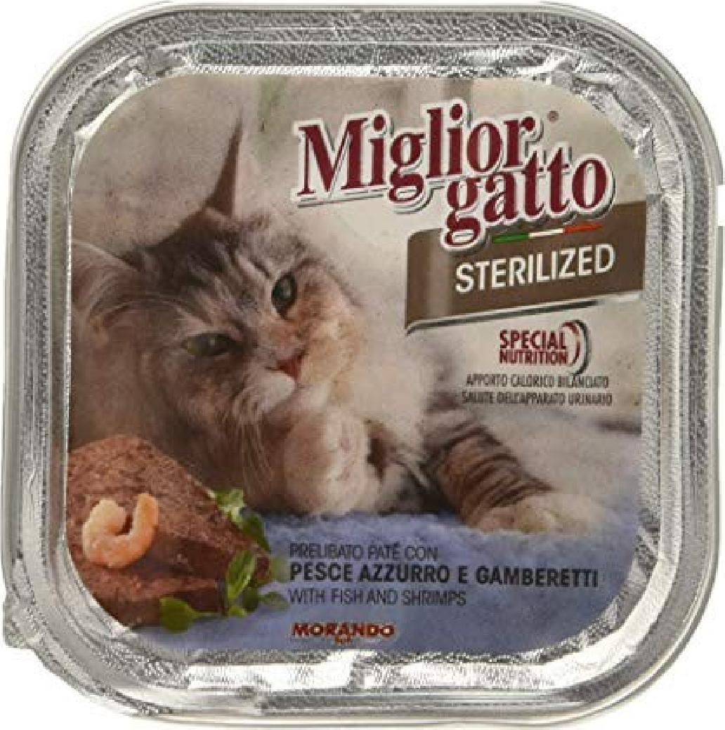 MIGLIORGATTO STERILIZED PESCE E GAMBERETTI GR 100 Spedizione gratuita in 2/3 giorni lavorativi (per ordini Pet Food da 40€ in su)