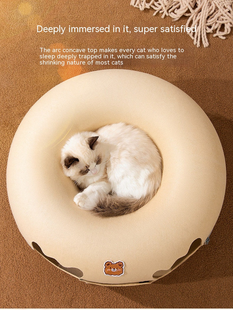 🍩🐈 Cuccia Tunnel a Ciambella in Feltro con Zip - Il Nascondiglio Perfetto per il tuo Gatto!