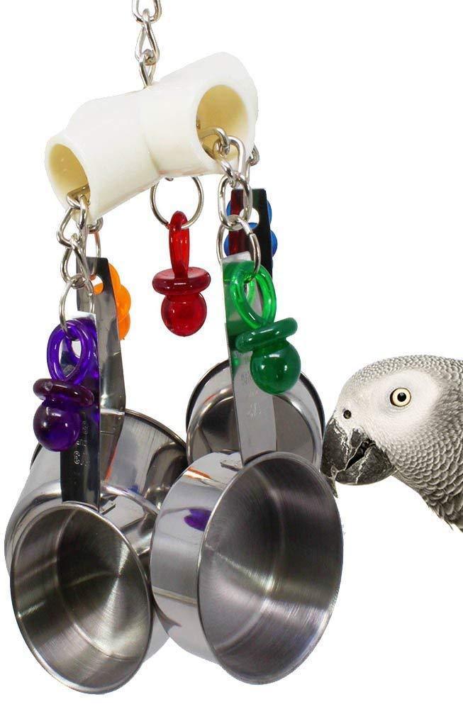 Gioco Interattivo in Acciaio Inox con Pentolini Sonori per Pappagalli