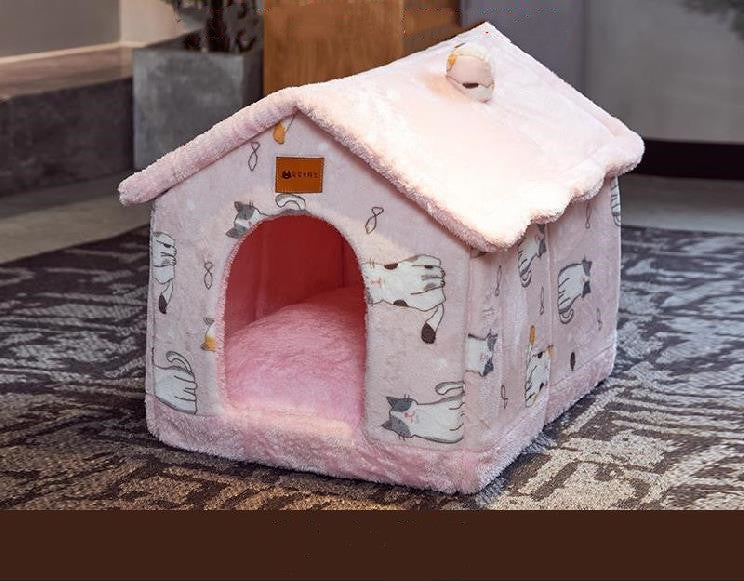 Cuccia a Casetta da Interno Premium per Cani e Gatti - Calda e Morbida