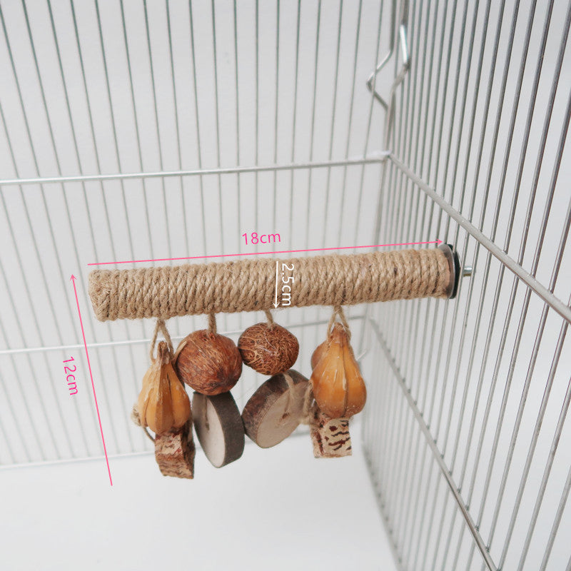 Posatoio Naturale in Corda con Giochi per Pappagalli e Uccellini