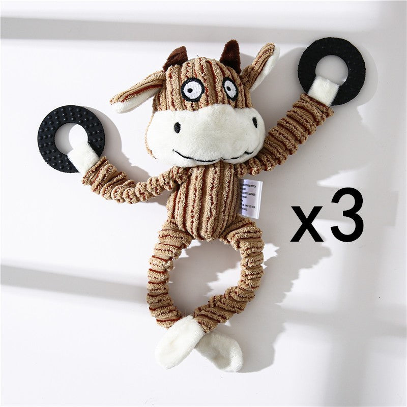 🐶🐴 Peluche Sonoro a Forma di Asinello in Velluto a Coste - Morbido, Sicuro e Pulisci-Denti!