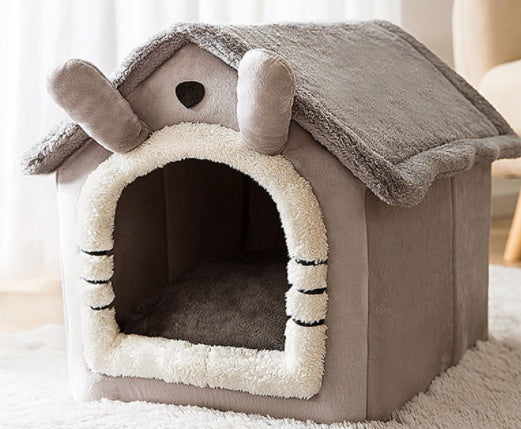 Cuccia a Casetta da Interno Premium per Cani e Gatti - Calda e Morbida
