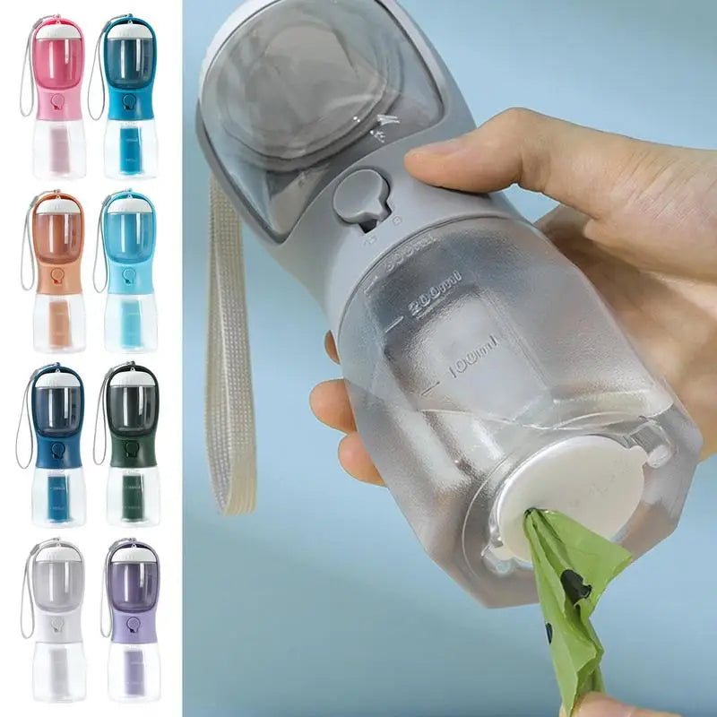 Borraccia Portatile 3 in 1 per Cani: Acqua, Snack e Porta Sacchetti