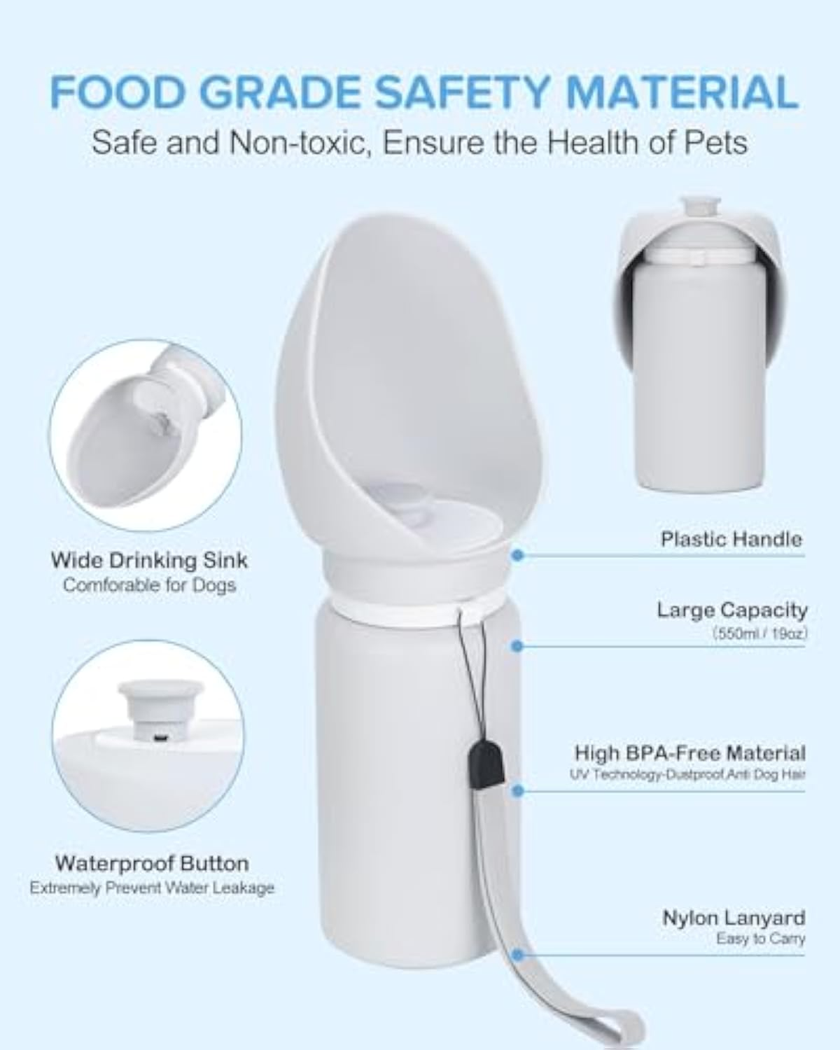 Bottiglia d'acqua portatile per cani