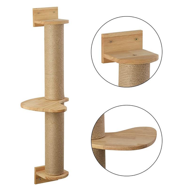 🧗‍♂️🐈 Colonna Tiragraffi Sospesa da Parete in Legno e Corda - Salva spazio e Modulare!