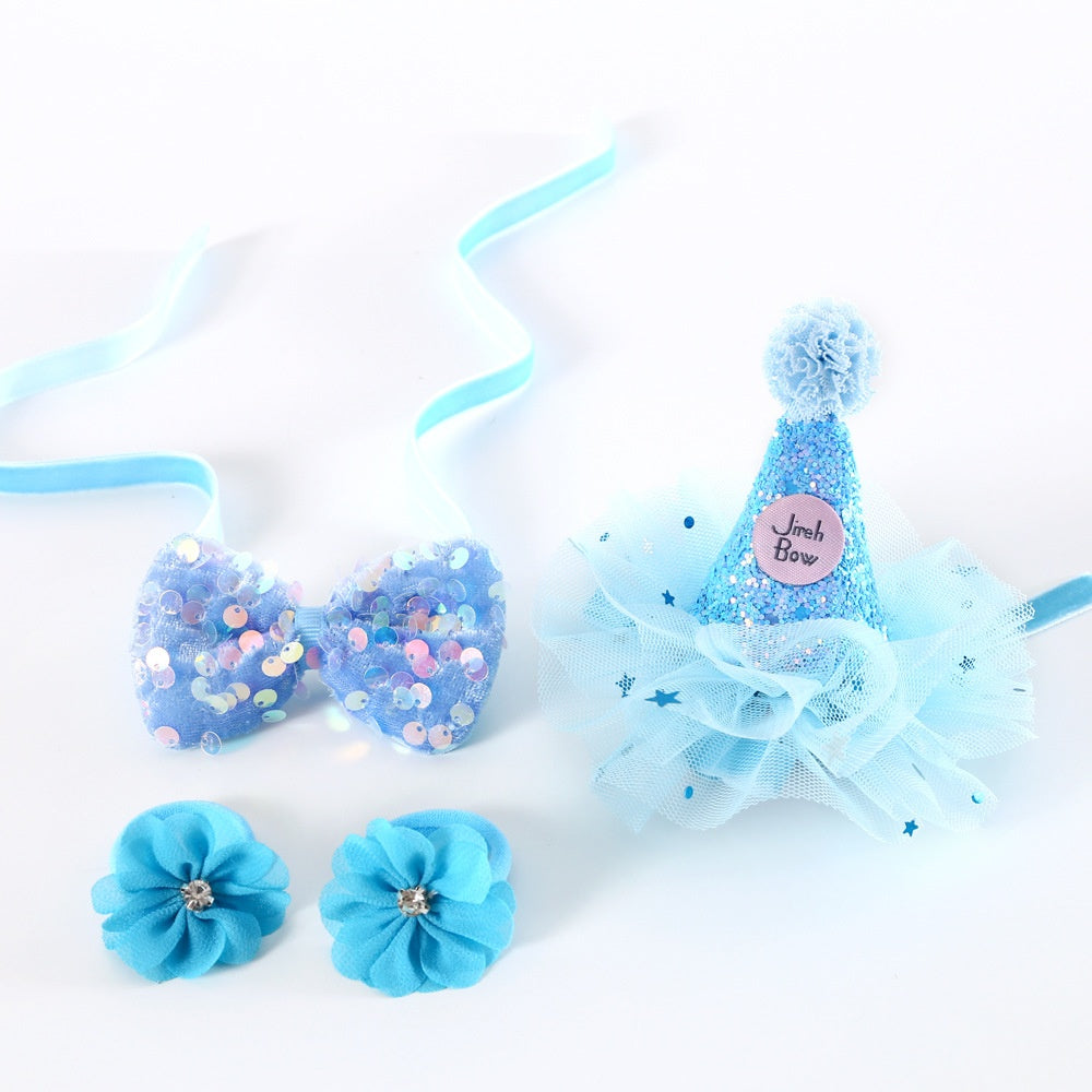 🎂🐾 Set Festa di Compleanno Premium - Cappellino e Papillon Scintillanti!