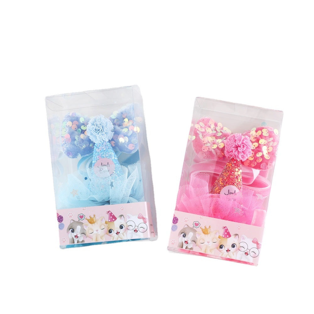🎂🐾 Set Festa di Compleanno Premium - Cappellino e Papillon Scintillanti!