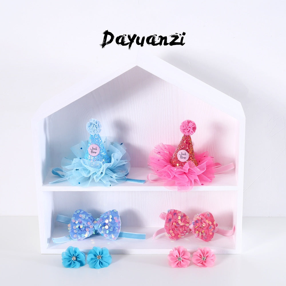 🎂🐾 Set Festa di Compleanno Premium - Cappellino e Papillon Scintillanti!