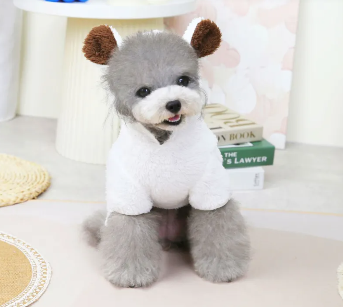 Giacca soffice per cani a quattro zampe a tema orso