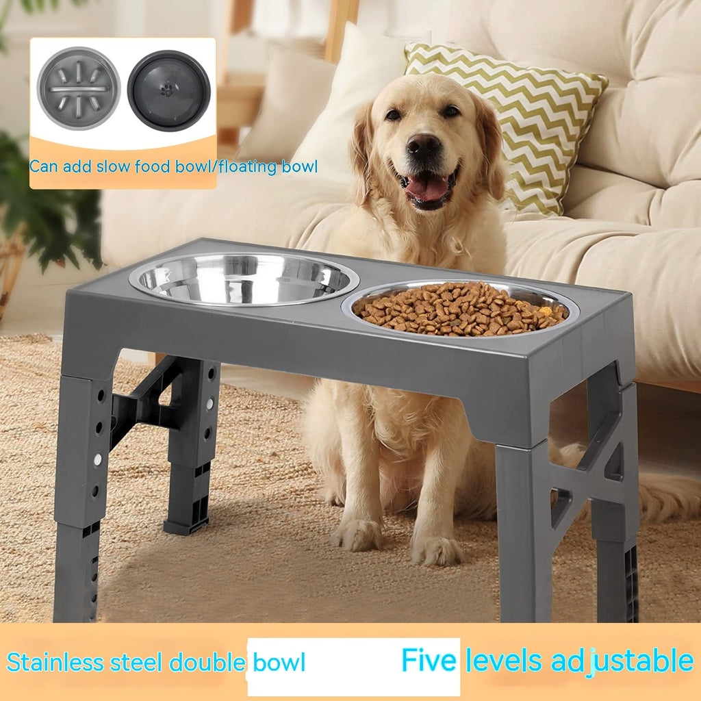 🍽️🐕 Supporto Rialzato Regolabile con Ciotola Anti Ingozzamento - Postura e Digestione Perfette!
