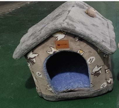 Cuccia a Casetta da Interno Premium per Cani e Gatti - Calda e Morbida