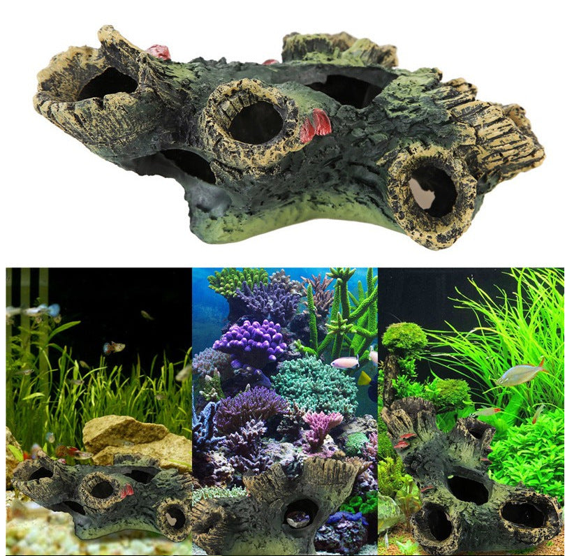 🪵🐟 Decorazione Tronco Cavo in Resina - Rifugio Naturale e Aquascaping Perfetto!