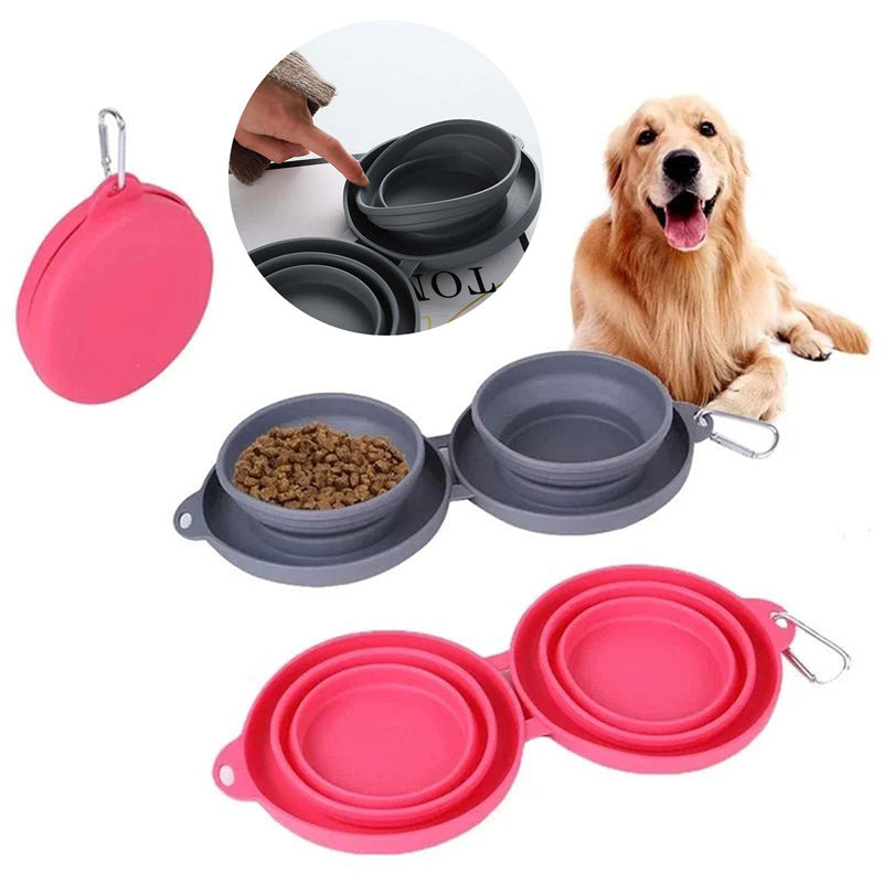 🎒💧 Doppia Ciotola Pieghevole da Viaggio in Silicone - Acqua e Pappa Ovunque!