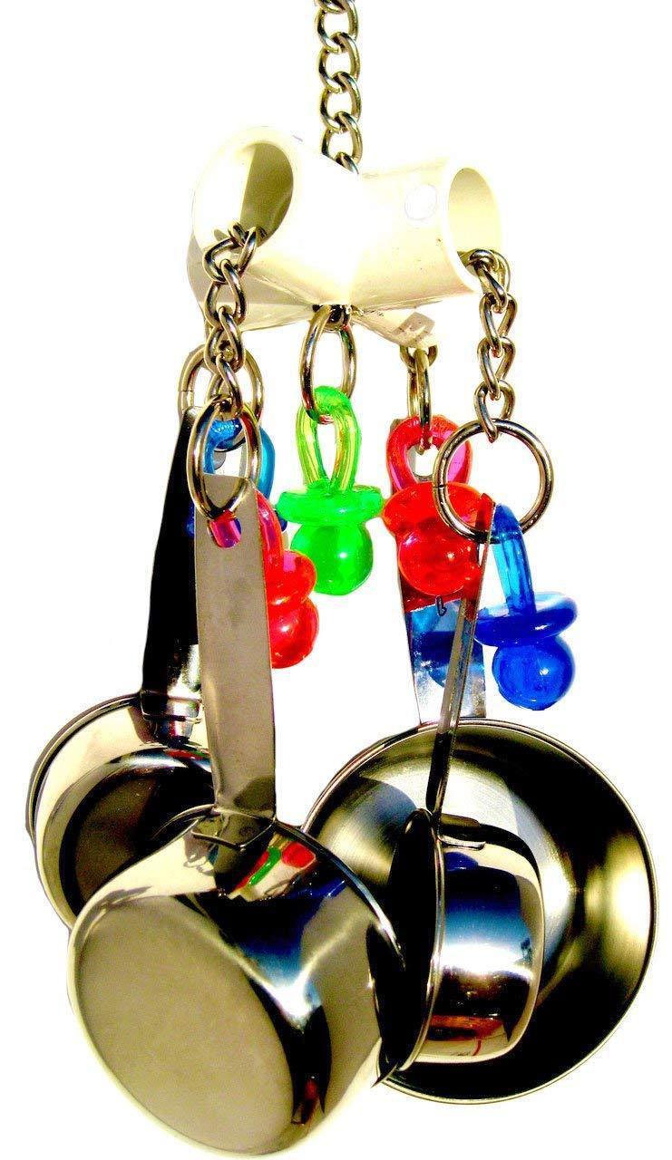 Gioco Interattivo in Acciaio Inox con Pentolini Sonori per Pappagalli
