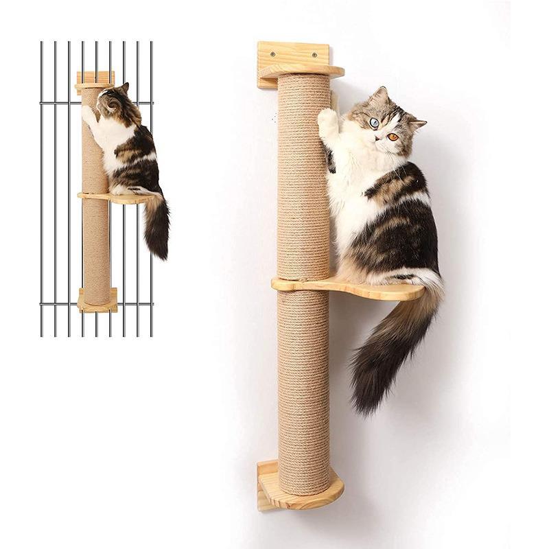 🧗‍♂️🐈 Colonna Tiragraffi Sospesa da Parete in Legno e Corda - Salva spazio e Modulare!