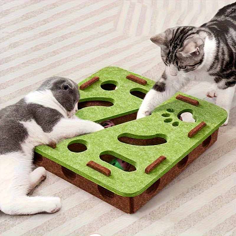 🧩🐈 Puzzle Interattivo in Feltro per Gatti - Labirinto Scaccia-Noia con Pallina Sonante!