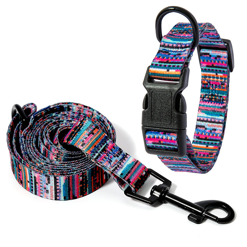 Set Collare e Guinzaglio con Fantasia Etnica: Stile Unico in Passeggiata! 🐕