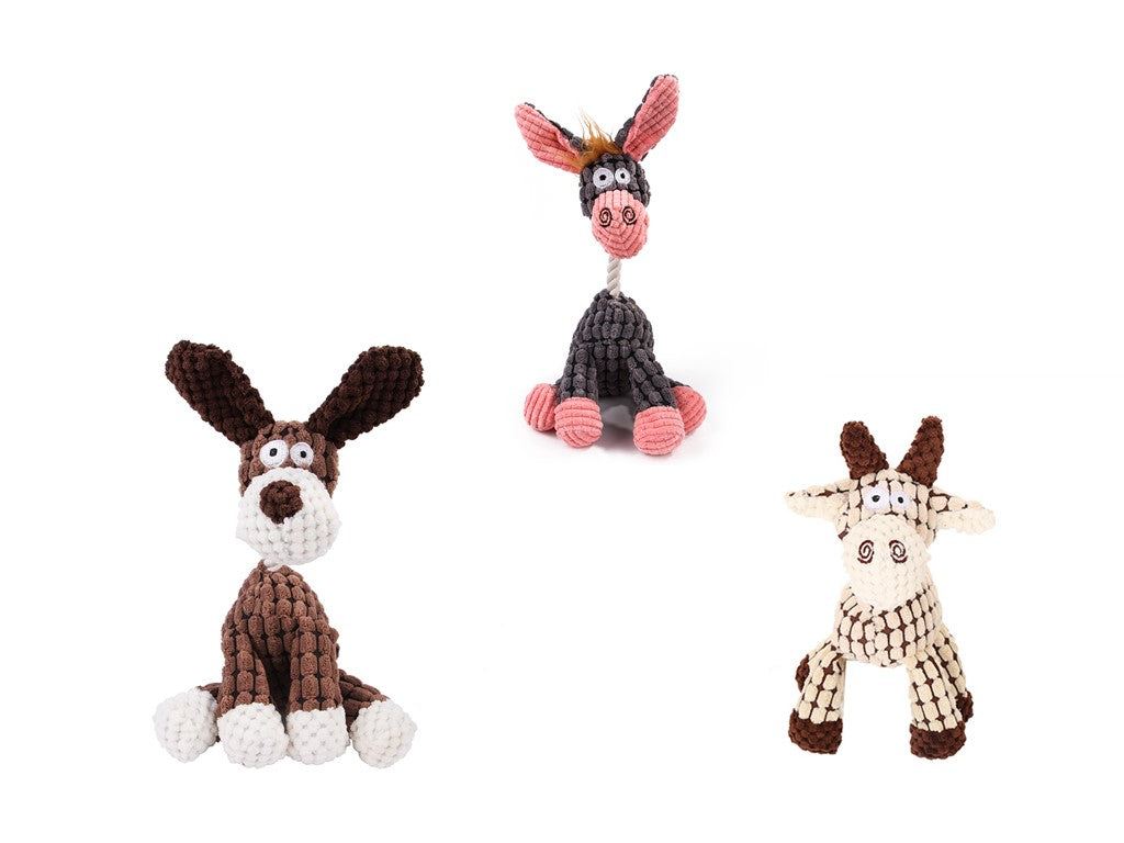 🐶🐴 Peluche Sonoro a Forma di Asinello in Velluto a Coste - Morbido, Sicuro e Pulisci-Denti!