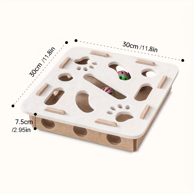 🧩🐈 Puzzle Interattivo in Feltro per Gatti - Labirinto Scaccia-Noia con Pallina Sonante!