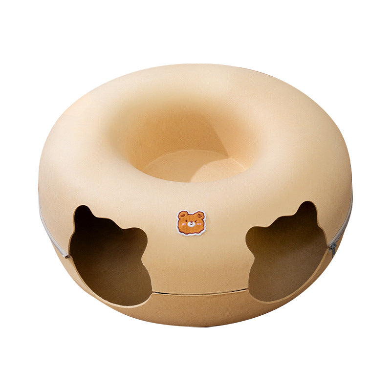 🍩🐈 Cuccia Tunnel a Ciambella in Feltro con Zip - Il Nascondiglio Perfetto per il tuo Gatto!