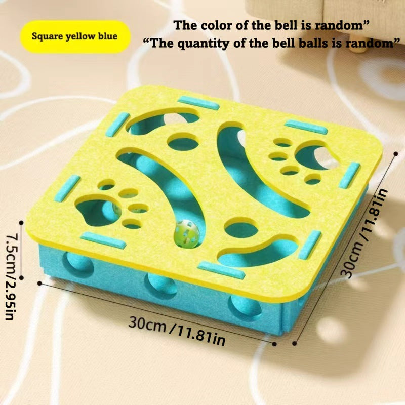 🧩🐈 Puzzle Interattivo in Feltro per Gatti - Labirinto Scaccia-Noia con Pallina Sonante!