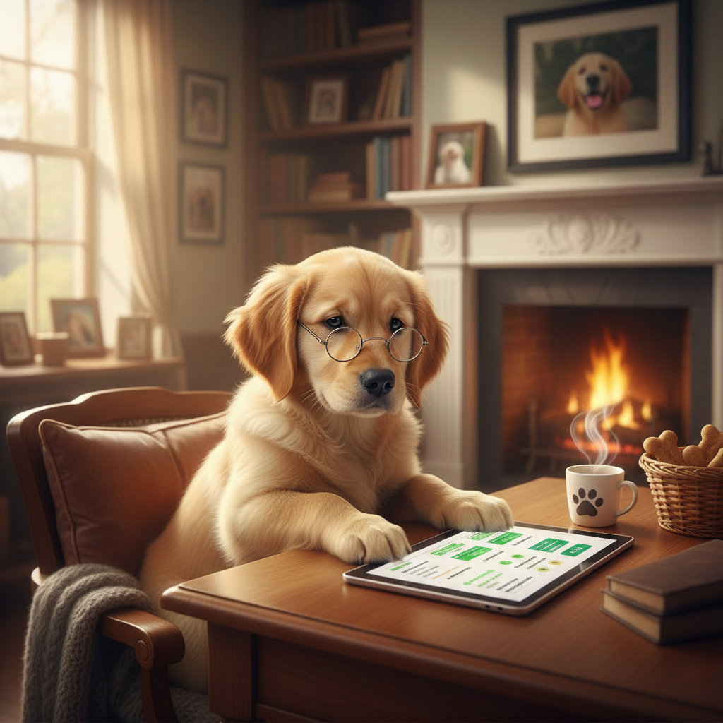 Cane con tablet e Libretto Sanitario Digitale