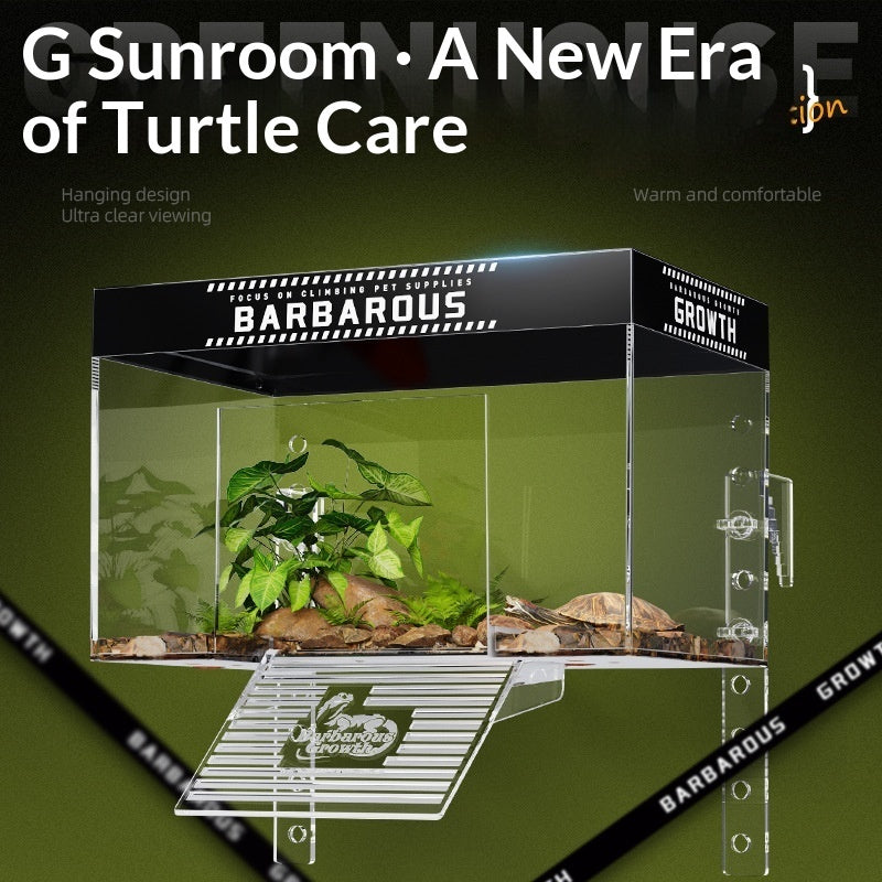🐢🏰 Luxury Sunroom: Piattaforma Zona Emersa Premium con Pareti Anti-Fuga!