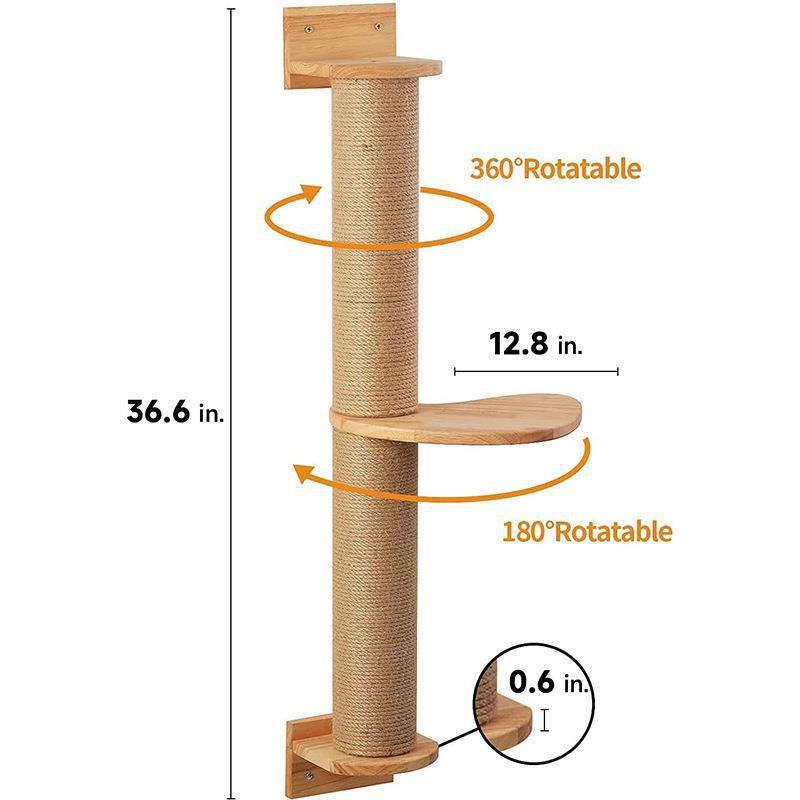 🧗‍♂️🐈 Colonna Tiragraffi Sospesa da Parete in Legno e Corda - Salva spazio e Modulare!