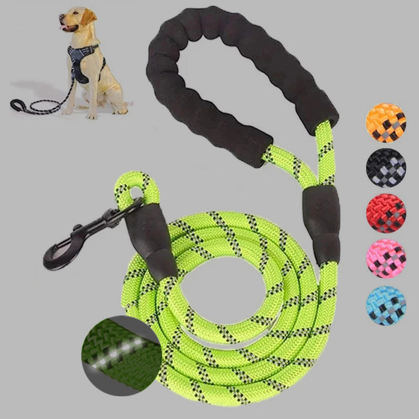 🟢🐾 Guinzaglio Tattico Luminous Alta Visibilità in Corda Spessa - Forza Estrema!