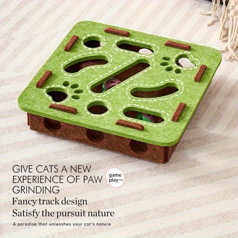 🧩🐈 Puzzle Interattivo in Feltro per Gatti - Labirinto Scaccia-Noia con Pallina Sonante!