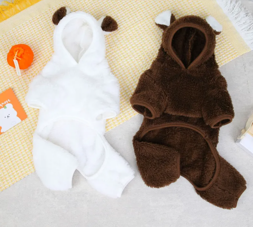 Giacca soffice per cani a quattro zampe a tema orso