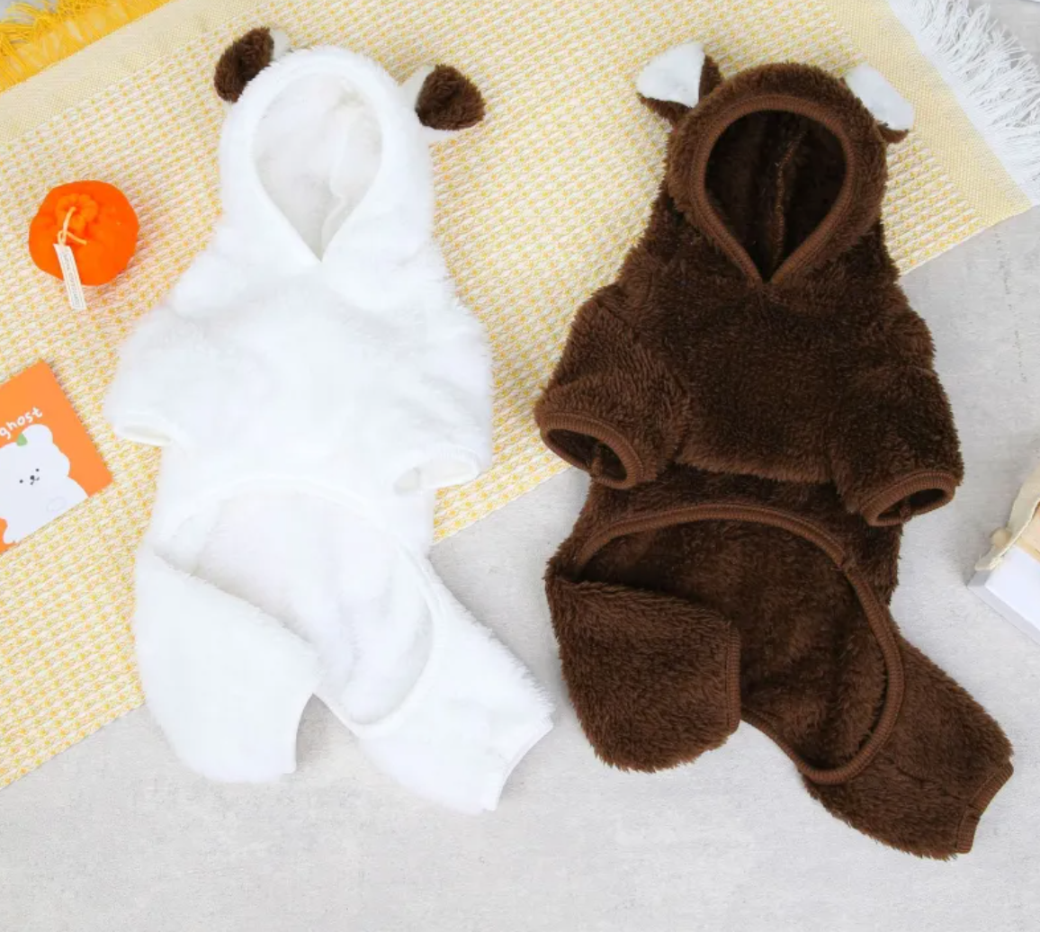 Giacca soffice per cani a quattro zampe a tema orso