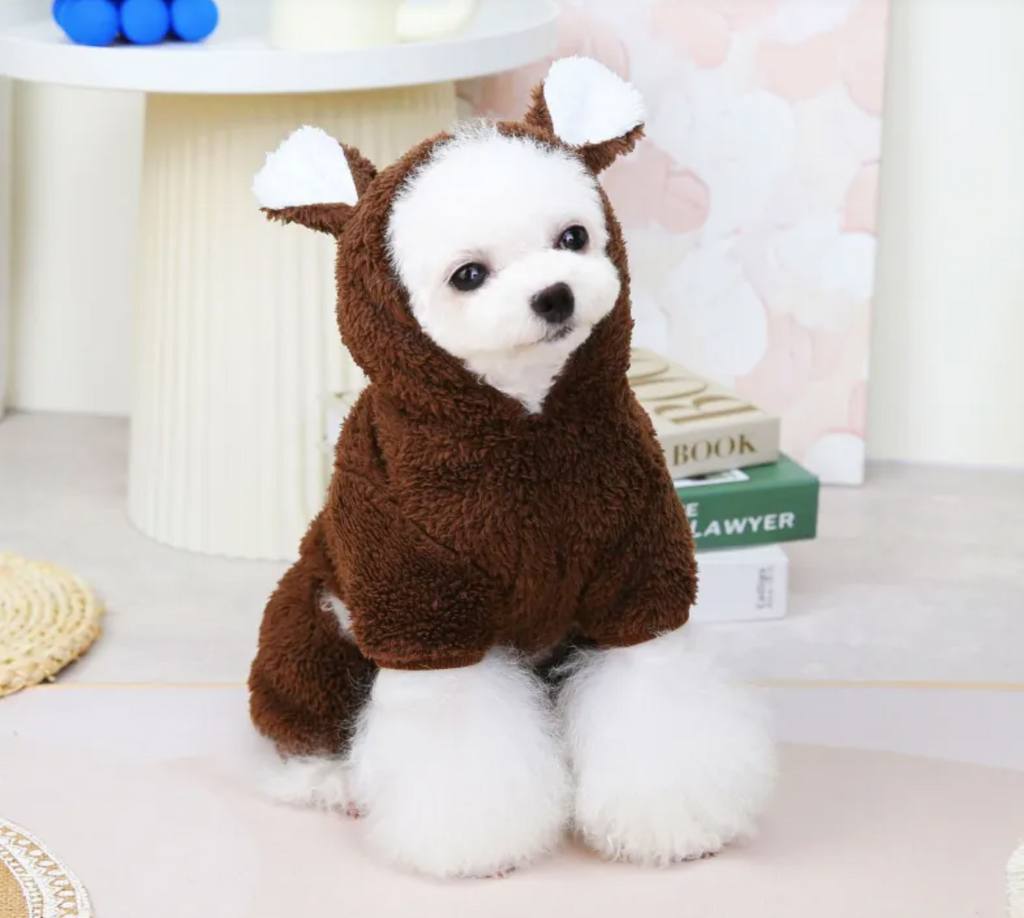 Giacca soffice per cani a quattro zampe a tema orso