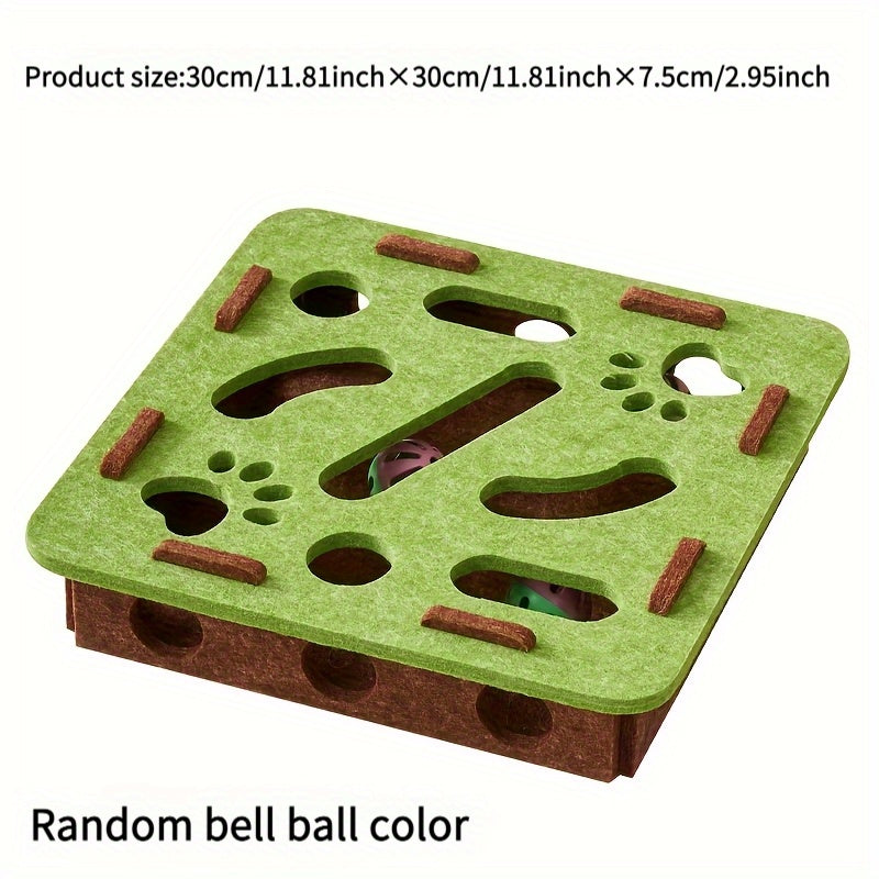 🧩🐈 Puzzle Interattivo in Feltro per Gatti - Labirinto Scaccia-Noia con Pallina Sonante!