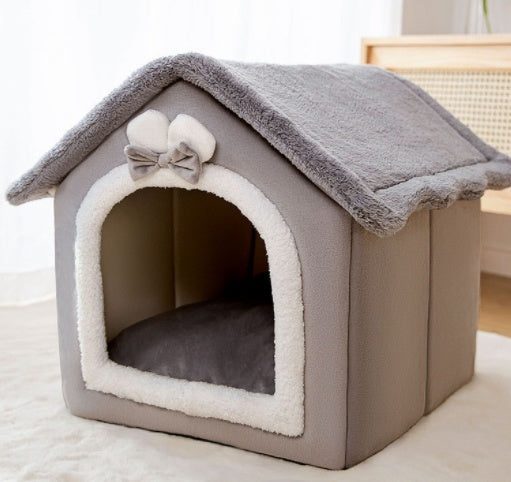 Cuccia a Casetta da Interno Premium per Cani e Gatti - Calda e Morbida