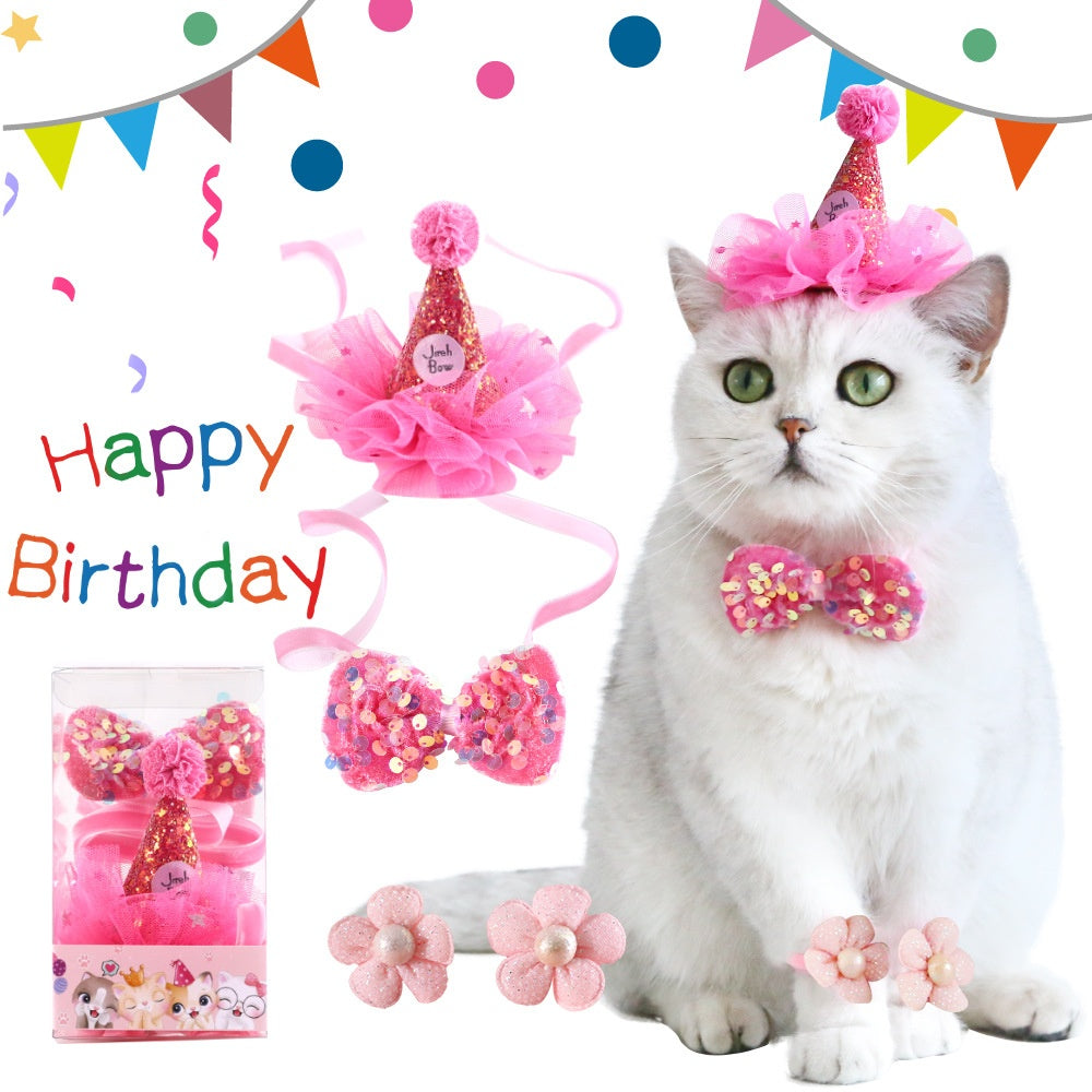 🎂🐾 Set Festa di Compleanno Premium - Cappellino e Papillon Scintillanti!